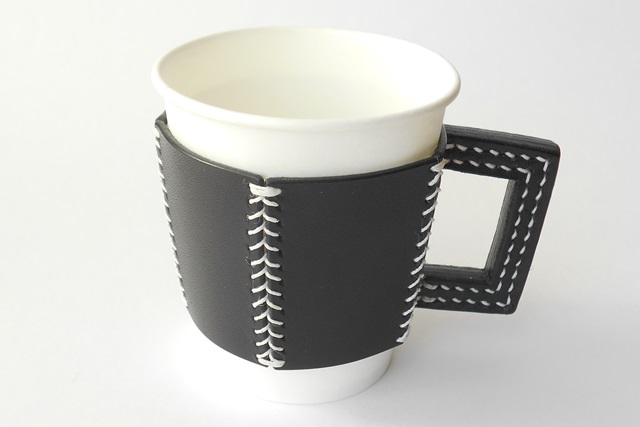 五角のレザーカップスリーブ Black 5