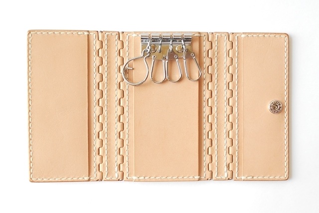 レザー蝶番の4連キーケース Natural 5