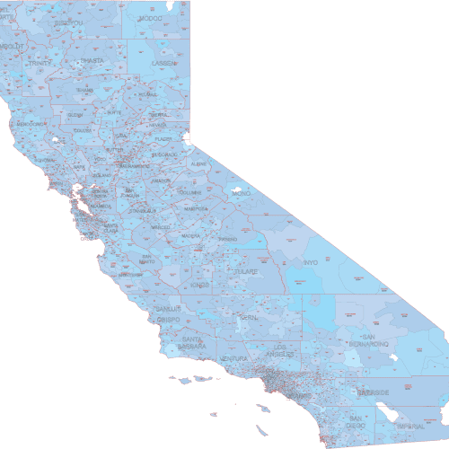California Zip Code Map California Map Map California Zip City County Map 500x500 .webp