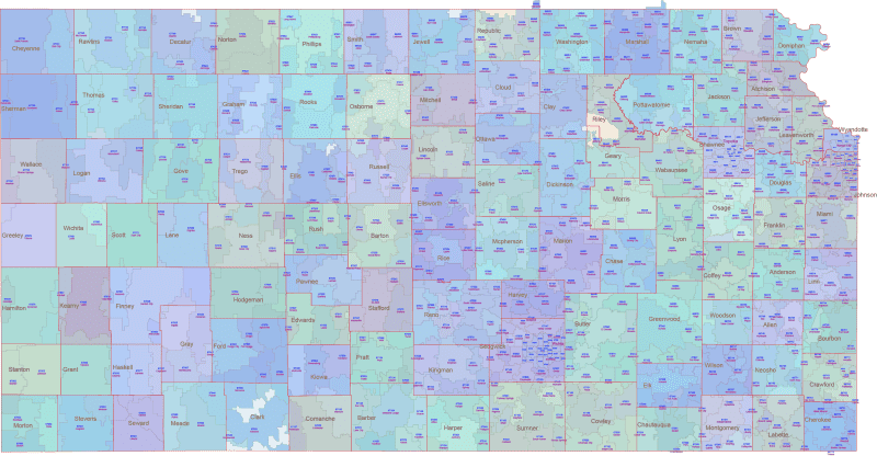 KS ZIP Code Map With Cities Counties Your Vector Maps Com Kansas City County Details.