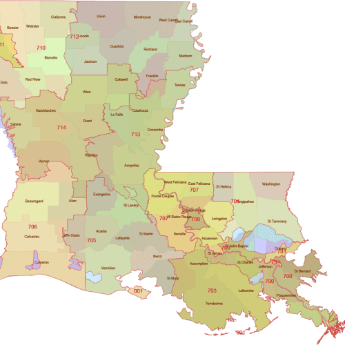 Louisiana ZIP Code Maps Your Vector Maps Com Louisiana 3 Digit Zip Code Map 500x500 .webp