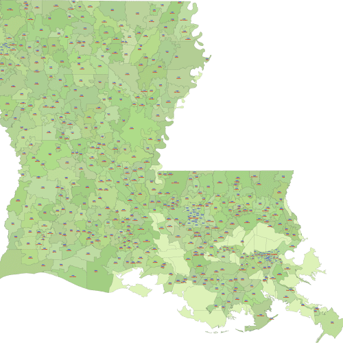 Louisiana ZIP Code Maps Your Vector Maps Com Louisiana Zip Code Map With Cities 500x500 .webp