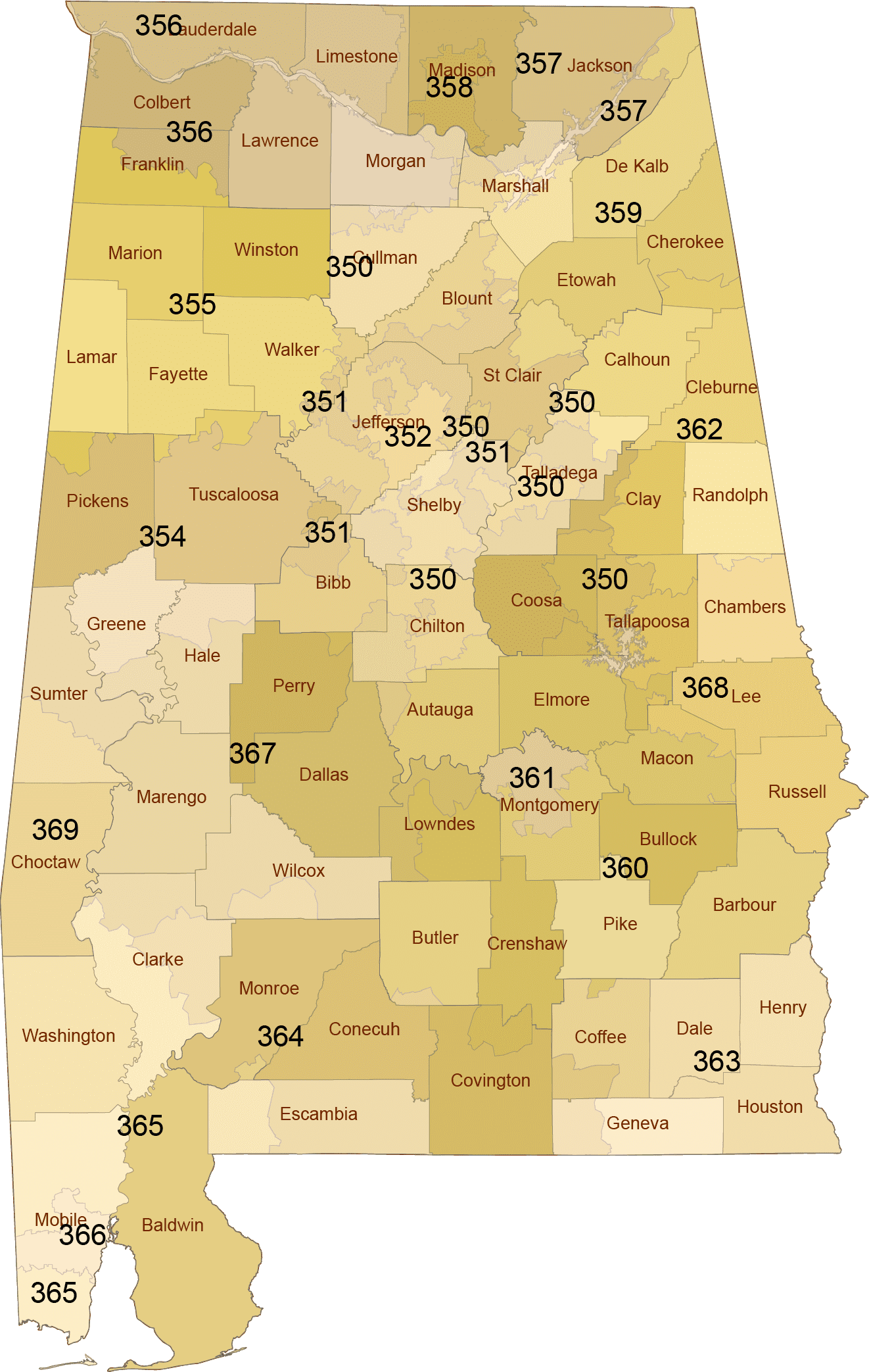 State Map Of Alabama Map Of Zip Codes Alabama 3digit Zip Code Map 