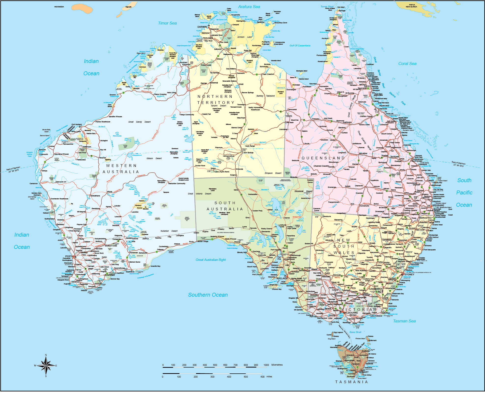 Australia Road And City Map Your Vector Maps Com Australia Road And City Map 
