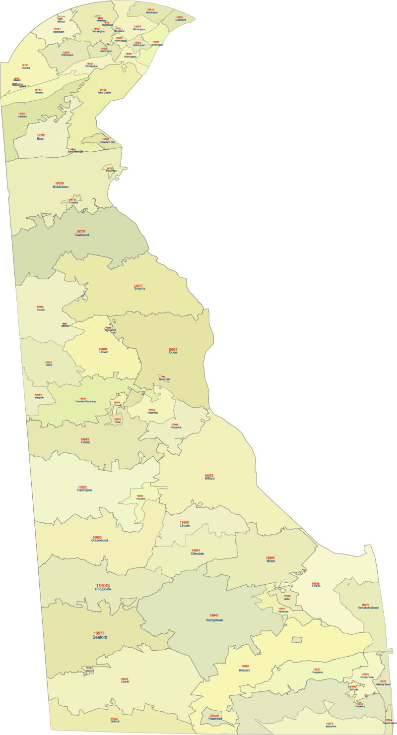 De Zip Code Map With Cities Counties Your Vector Maps Com - Best Abstract Arts in High Resolution