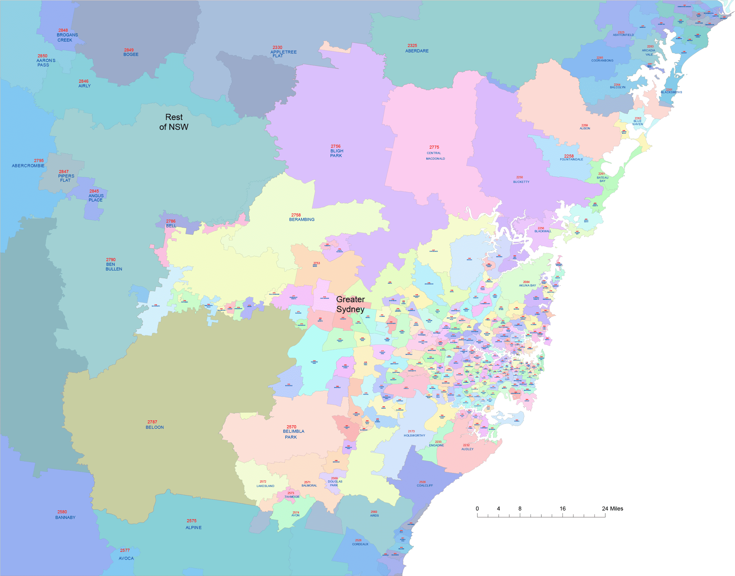 Greater Sydney Postal Code Map Your Vector Maps Com Greater Sydney Postalcode Map Scaled 