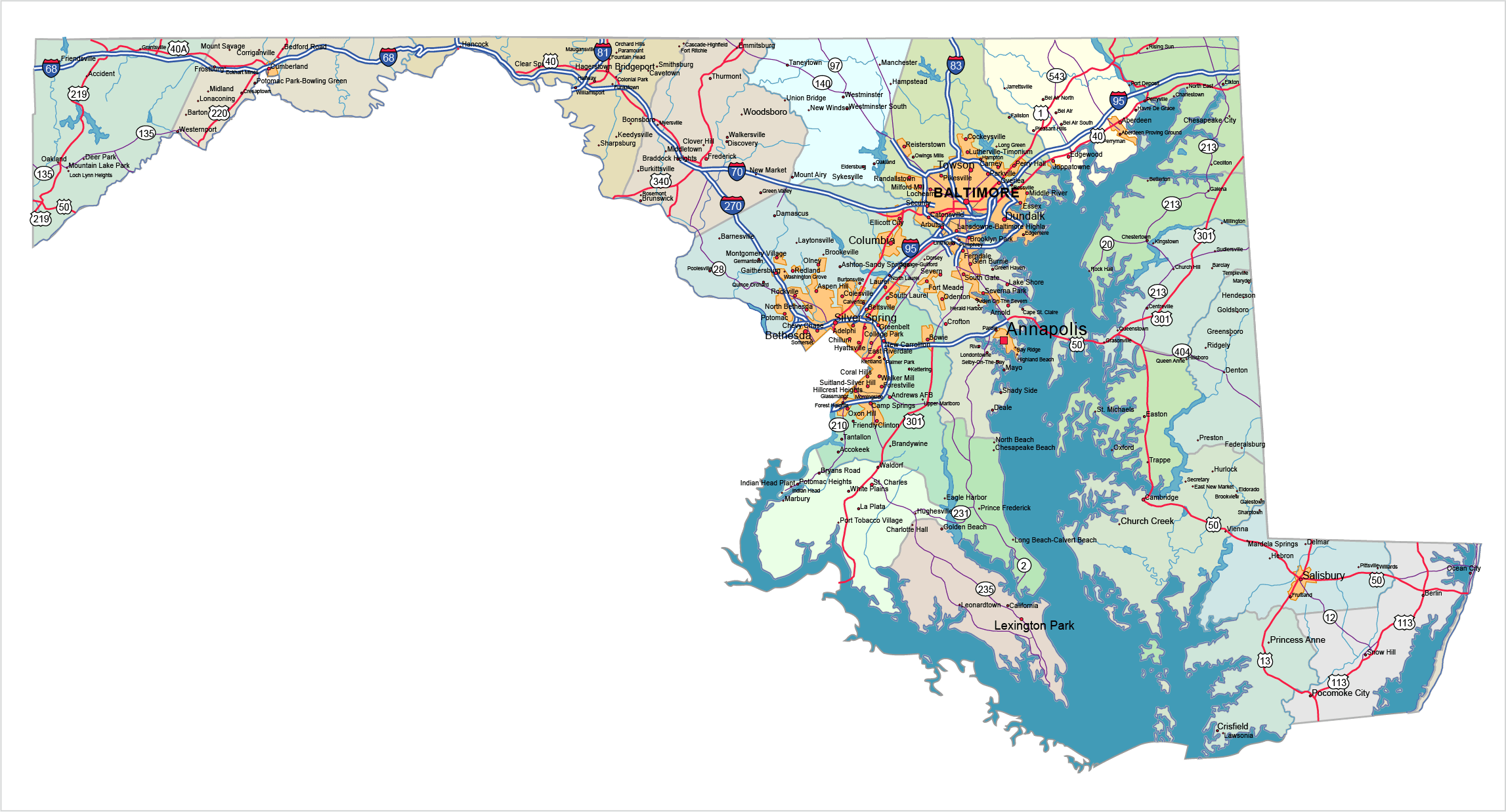 Maryland Road Maps Online Maryland Road And City Map 