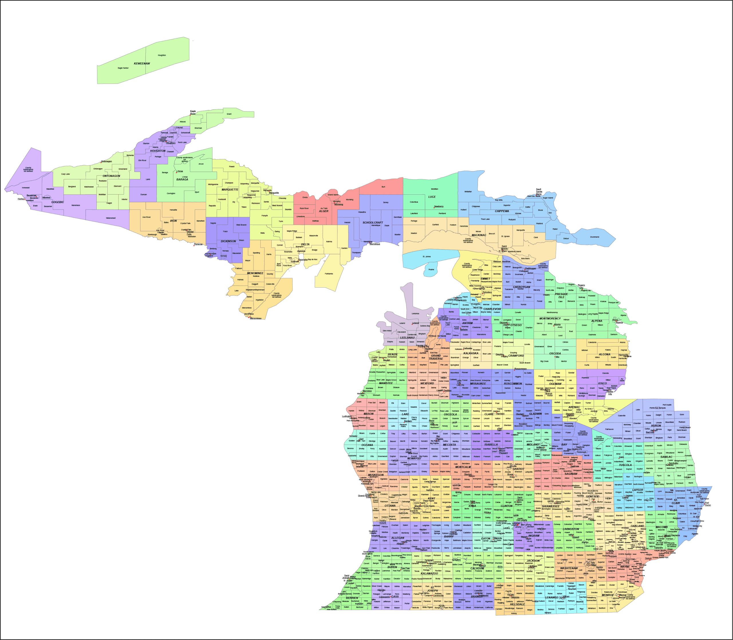 Michigan County And Communities Map Your Vector Maps Com Scaled.