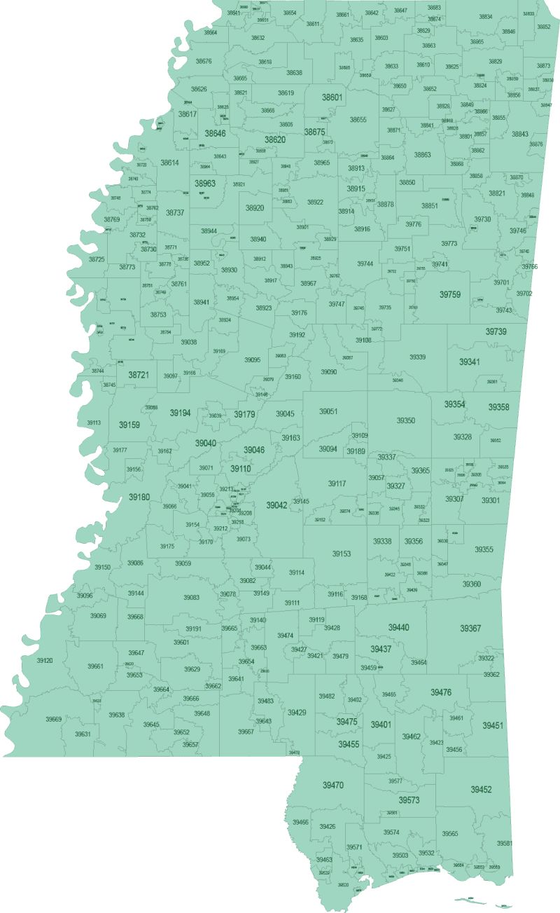 Mississippi Zip Code Map Medium Image Shown On Google Maps - Vintage Arts - Artistic Retina Collection