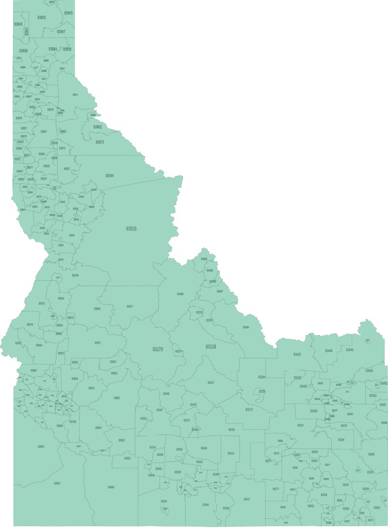 Idaho Zip Code Map With Cities Your Vector Maps Com - Vintage Photo Collection - Desktop Quality