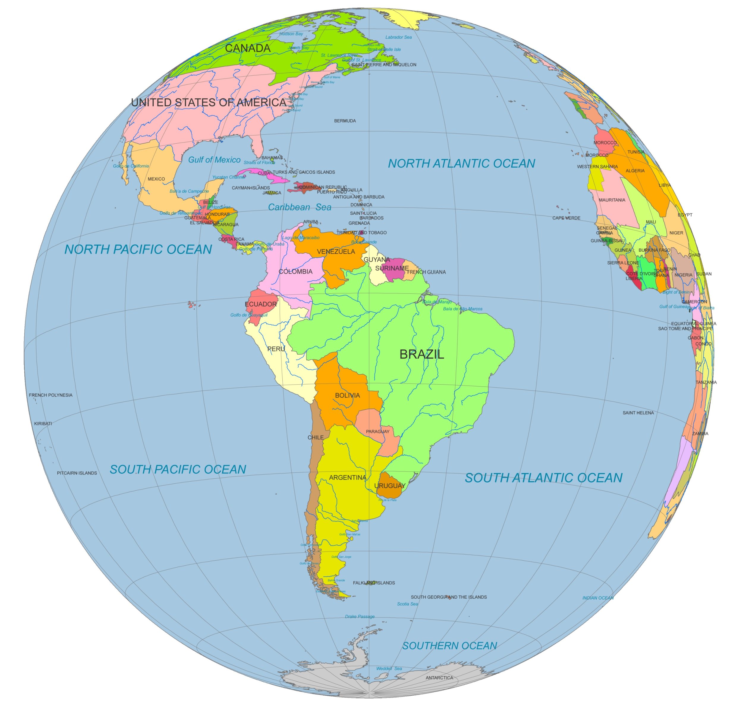 Printable World Map Of South America South America Map South America Globe 