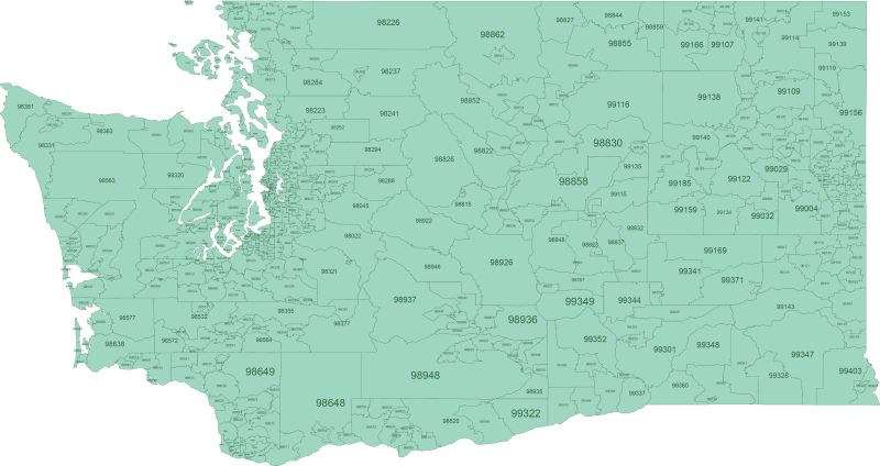 Washington Zip Code Map With Cities Your Vector Maps Com - Best City Images in Full HD