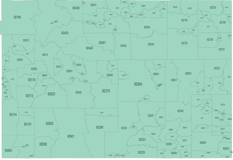 Cheyenne Wyoming 5 Digit Zip Code Maps Basic - Best Ocean Illustrations in 4K