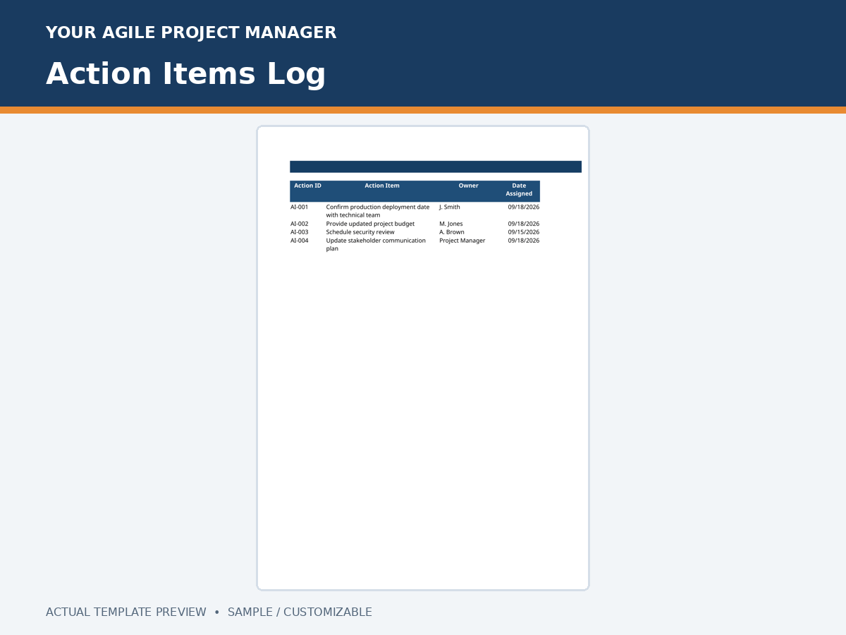 Action Items Log