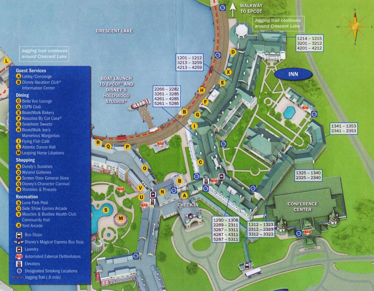 Map Of Boardwalk Inn By Room View Type R Map Disneys BoardWalk Inn 