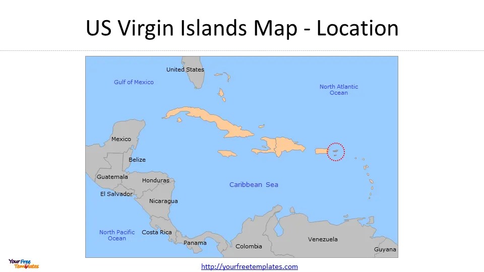 US Virgin Islands Map Free Powerpoint Template.