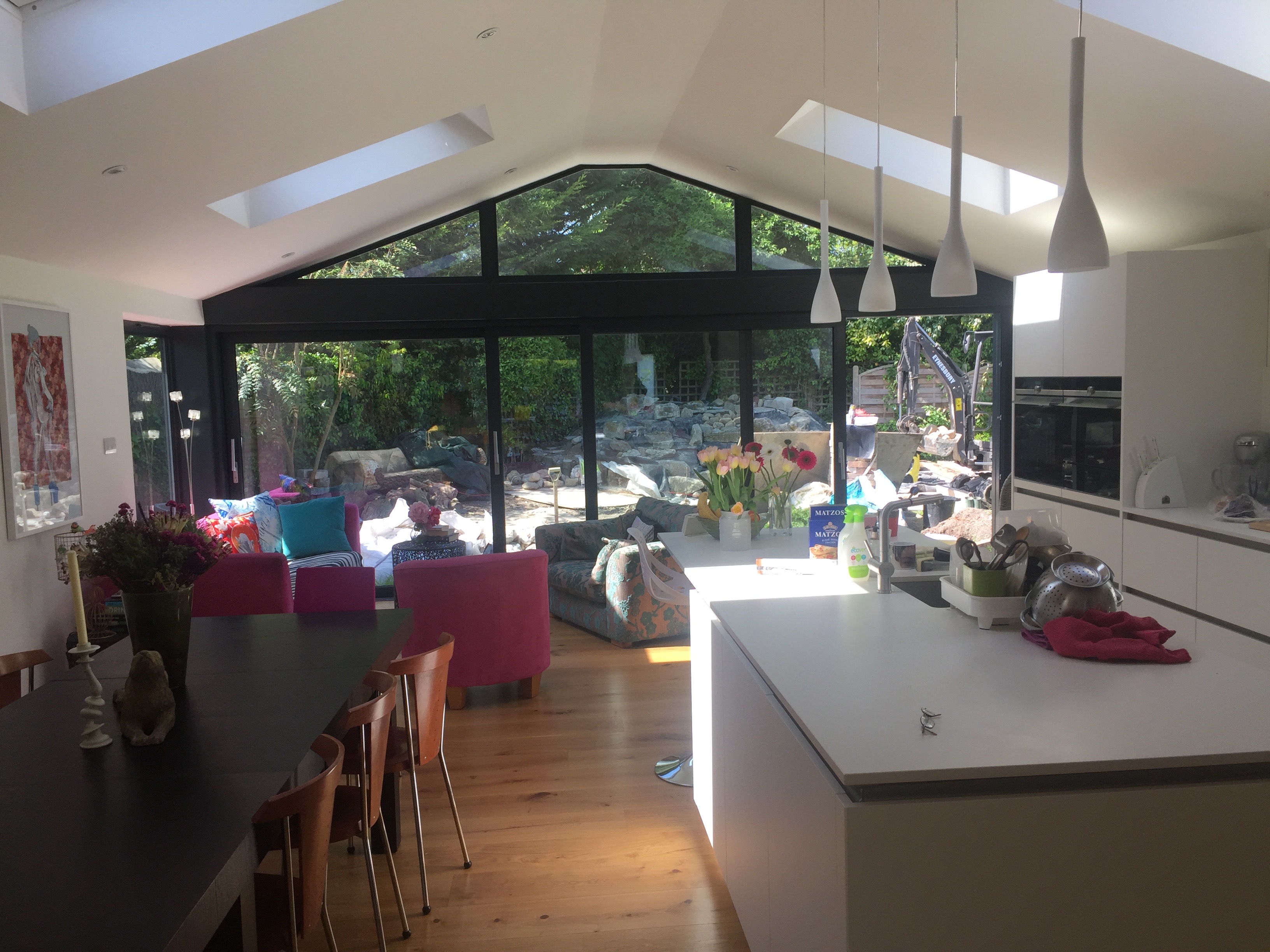 Haslingfield contemporary modern rear garden design and landscape kitchen extension