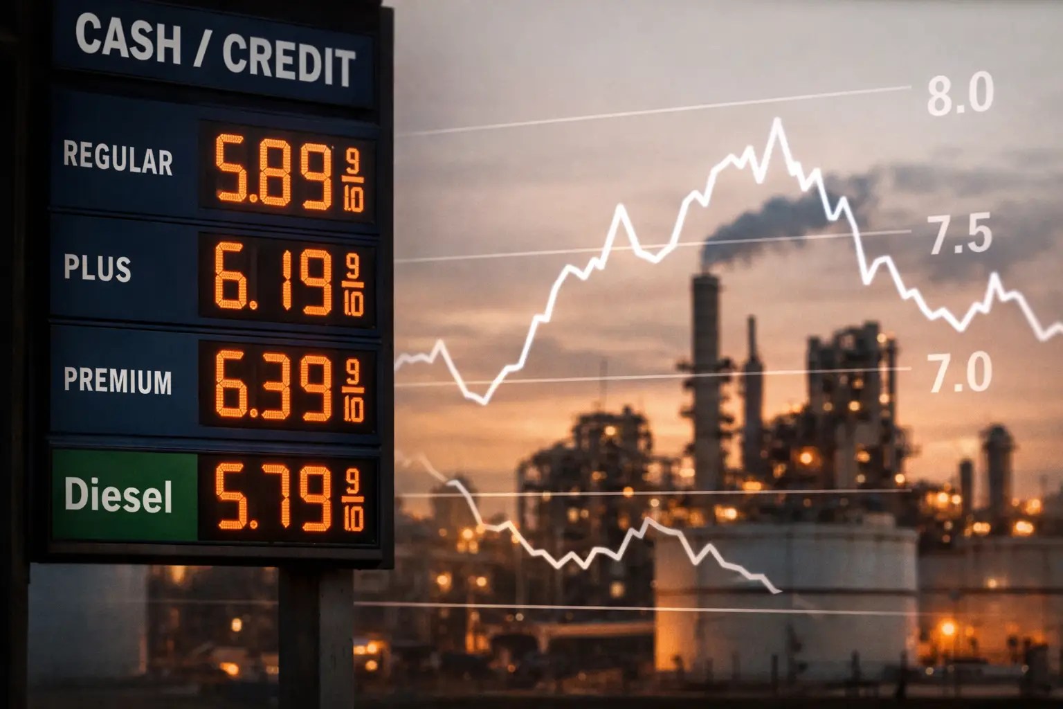Gas prices and mortgage rate chart overlay illustrating the link between energy inflation and borrowing costs