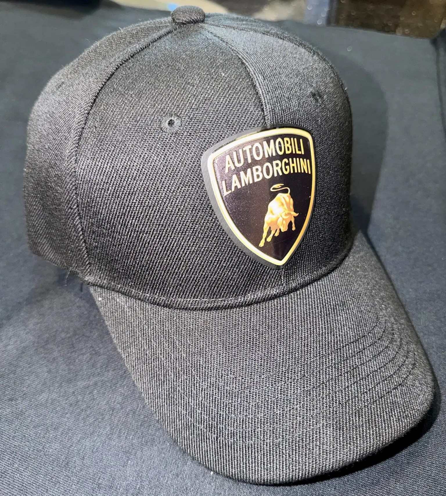 Automobili Lamborghini 3D UV patch on a black hat
