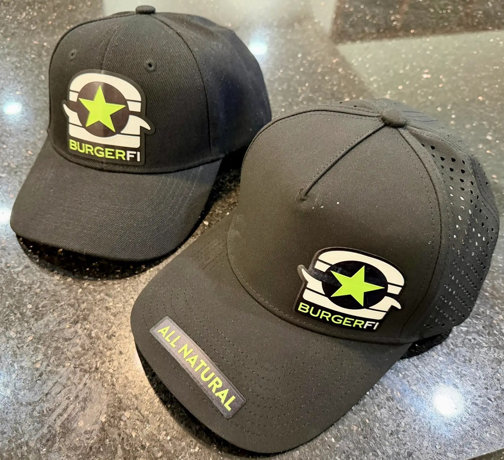 Raised 3D UV patch on a BurgerFi hat