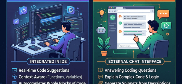 Comparison chart of GitHub Copilot and ChatGPT developer tools with their key features and uses