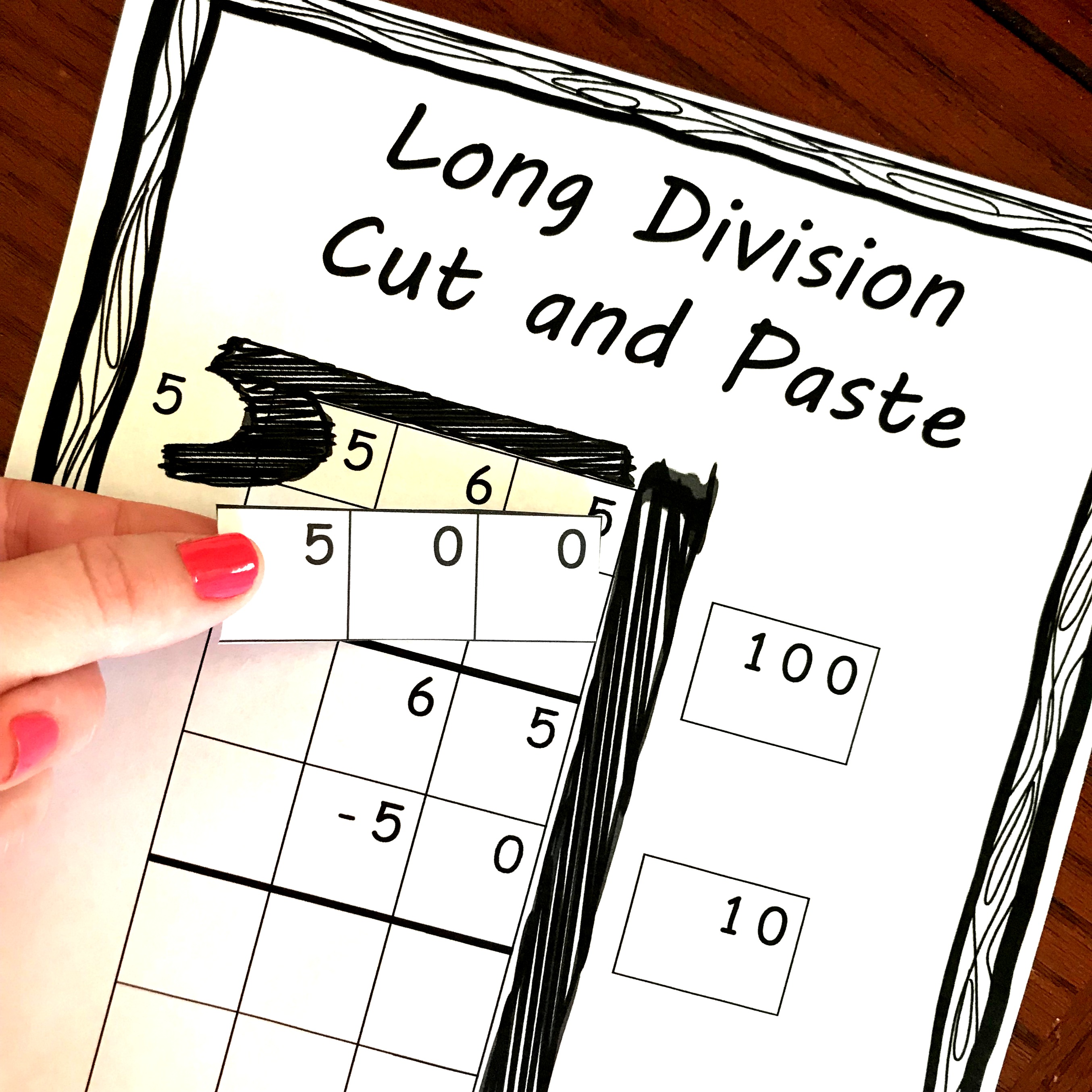free divide using partial quotients cut and paste activity