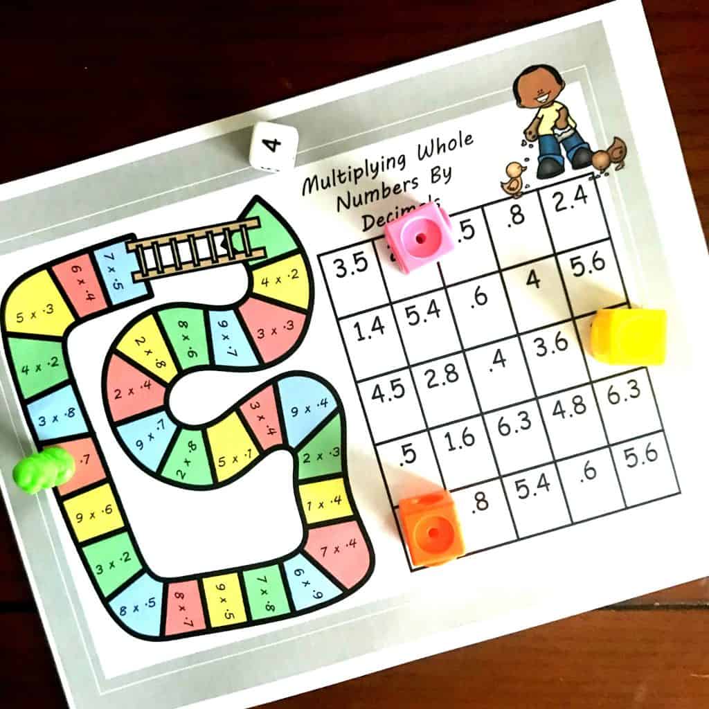 Free no-prep game for multiplying decimals and whole numbers