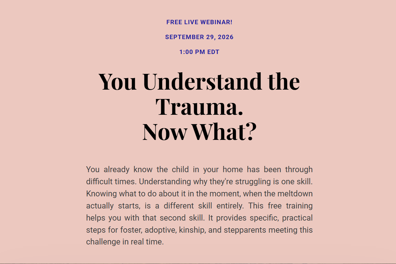 Trauma informed training webinar on September 29, 2026.