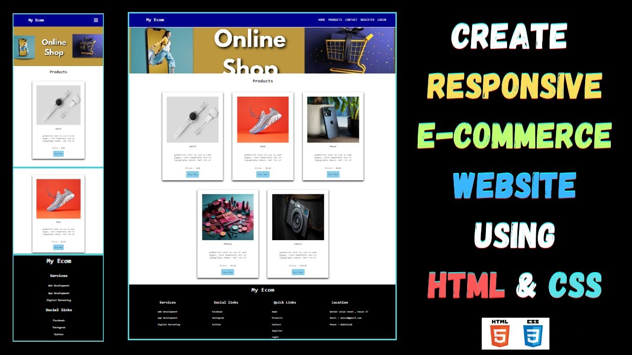 How To Make Responsive E Commerce Website Using Html Css Youtube