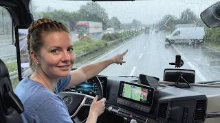 Female Trucker: Soaking wet after unhooking in the rain & finding warmth in my home on wheels (ASMR)