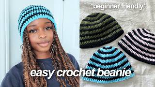Easy Striped Crochet Beanie Tutorial (Beginner Friendly)