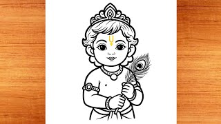 Krishna Drawing Easy step by step | Krishna Pencil Sketch  | Easy Drawing | Chitra