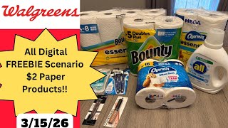 Walgreens All Digital Deals - Easy Freebie Scenario, $2 Paper Products & More! 3/15 #walgreensdeals