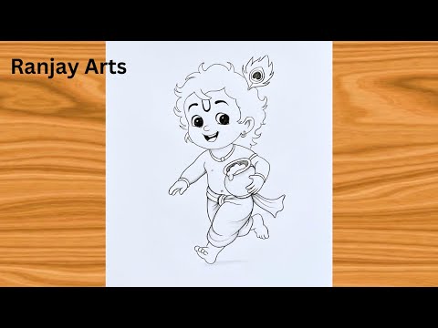 Little Krishna Drawing Step by Step | Krishna Jayanthi Special | Chitra