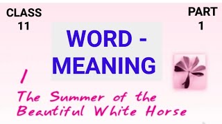 Word Meaning | Class 11 - The Summer of the Beautiful White Horse | Word Meaning Practice | Part 1