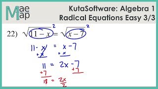 Stream KutaSoftware: Algebra 1- Radical Equations Easy Part 3 Online