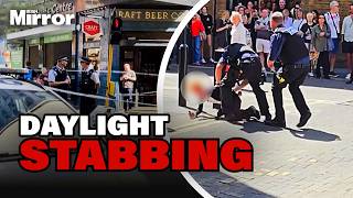 Four men stabbed in horror broad daylight attack in London&rsquo;s Covent Garden as woman arrested