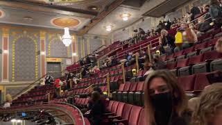 Hamilton 1st Row Mezzanine left: seat 27 view. Richard Rodgers Theatre