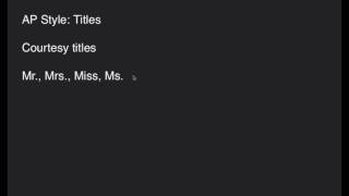 AP Style: Titles