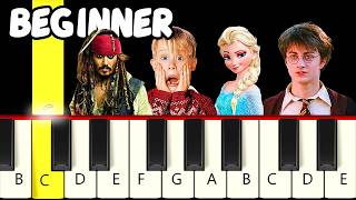 9 Movie Themes Everyone Knows &ndash; Very Easy & Slow Piano Tutorial (Melody Only) &ndash; Beginner