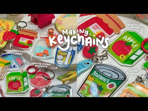 easy diy shrink plastic keychains🧊🍋🍅🐟 using acrylic marker