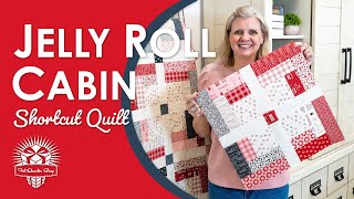EASY LOG CABIN QUILT! Jelly Roll Cabin 🏠 Shortcut Quilt 📌Save this Jelly Roll Log Cabin Variation!