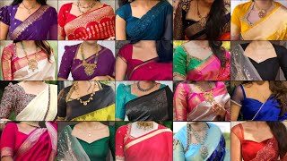 Sweetheart Neck Blouse Front Designs😍|Simple Sweetheart Neckline Blouse Designs For Silk Sarees ❤️|