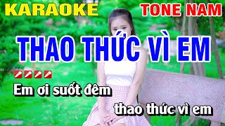 Karaoke Thao Thức V&igrave; Em Tone Nam Nhạc Sống | Nguyễn Linh