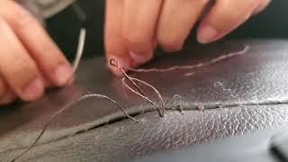Restitching seam on leather couch
