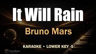(Lower Key) Bruno Mars - It Will Rain Karaoke Piano With Beat | Low Key Full Lyrics