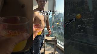 I added SALT to my bf’s drink … so dramatic 😂 #couple #funny #prank #shorts