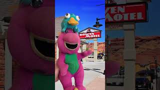 Barney the Dinosaur And Perry The Platypus Goes To The Bowen Motel in Moab, Utah