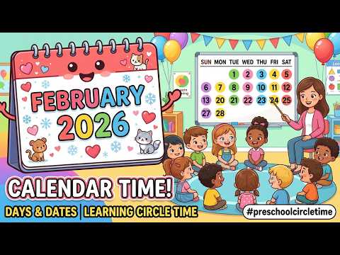 February 2026 Calendar Time Preschoolers | Days & Dates Learning Circle Time #preschoolcircletime