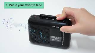 Gracioso CR 116 Portable Stereo Cassette Player Walkman Tape Recorder with Built-in Mic #walkman